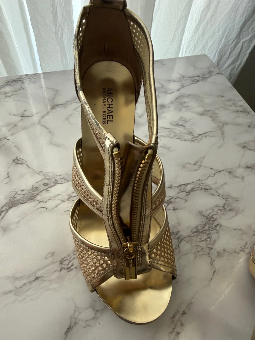 Michael Kors Metallic Gold Strappy High-Heel shoes